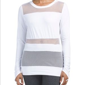Badgley Mischka Sport White Mesh Shirt Top Small S